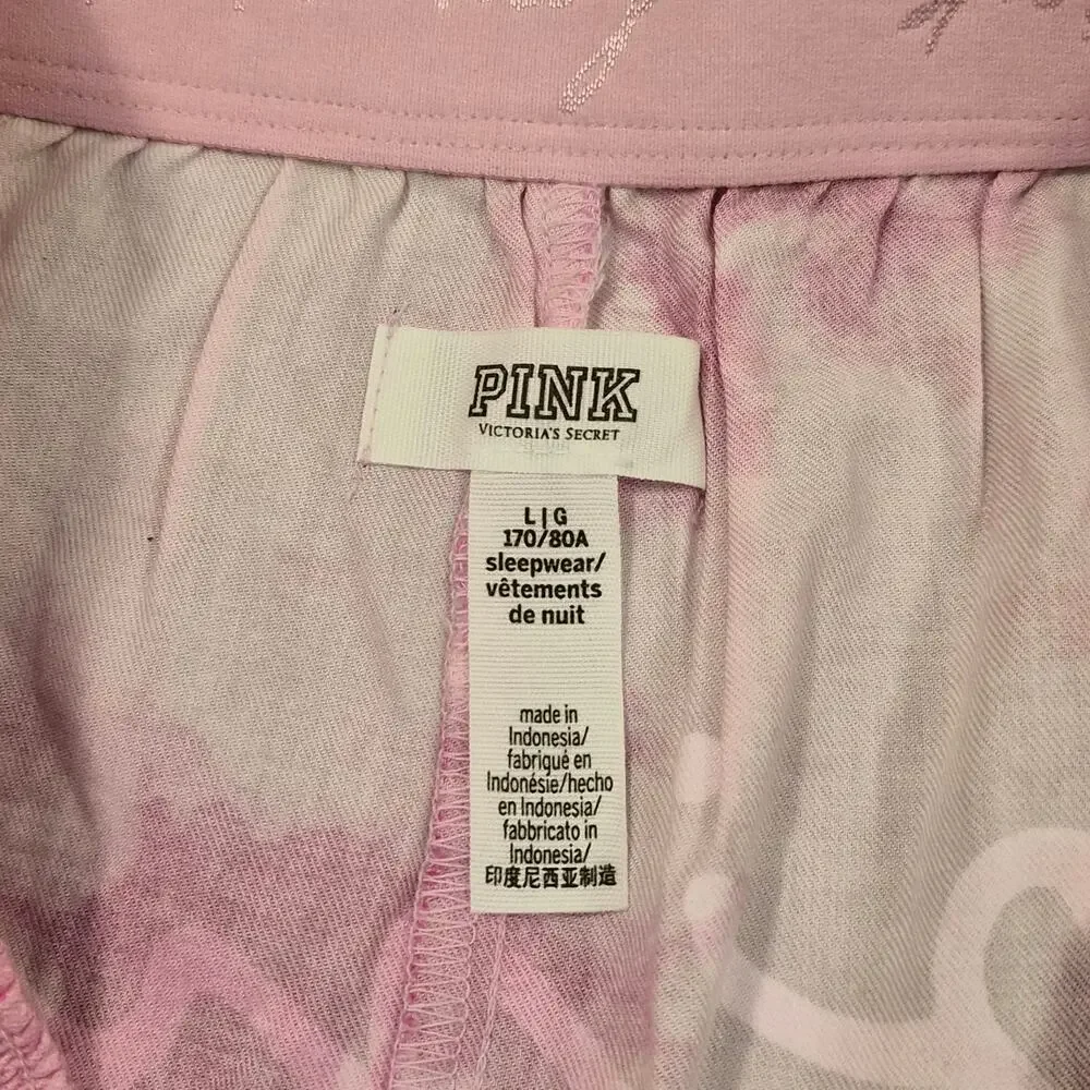 VSX Victoria Secret‎ Active Tank PINK Tie Dye Pajama Boxer Shorts Set L